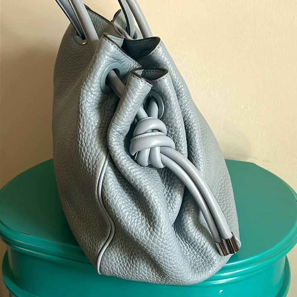 Michael Kors Large Pebbled Leather Dalia Dusty Blue Tote Shoulder Bag - Picture 2 of 13